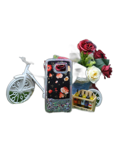 Samsung S6 Edge Black Flowing Liquid Floating Glitter Ladies Fancy Cover For Samsung S6 Edge