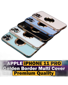Apple iPhone 11 Pro Max Back Cover Soft Multi Golden Border Camera Protection Cover For Apple iPhone 11 Pro Max