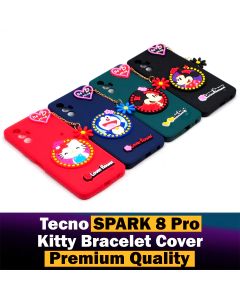 Tecno Spark 8 Pro Back Cover Hello Kitty Braslate Chain Soft Tecno Spark 8 Pro Case For Girls