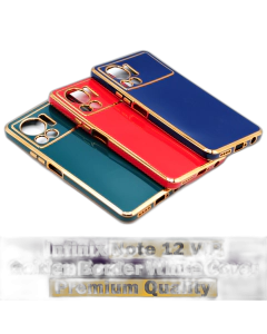 Infinix Note 12 VIP Back Cover Soft Multi Golden Border Camera Protection Cover For Infinix Note 12 VIP