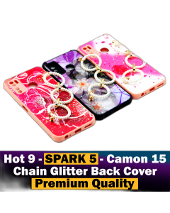Tecno Camon 15 Back Cover Chain Glitter Beauty Camon 15 Case For Girls