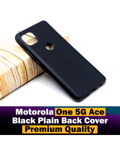 Motorola One 5G Ace Back Cover Soft Plain Black Case For Motorola One 5G Ace