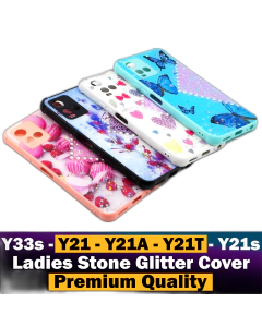 Vivo Y21T Back Cover Multicolour Ladies Stone Glitter Case Cover For Vivo Y21T