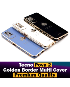 Tecno Pova 2 Back Cover Soft Multi Golden Border Camera Protection Cover For Tecno Pova 2