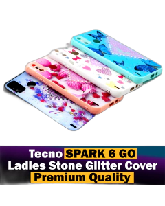 Tecno Spark 6 Go Back Cover Multicolour Ladies Stone Glitter Case Cover For Tecno Spark 6 Go