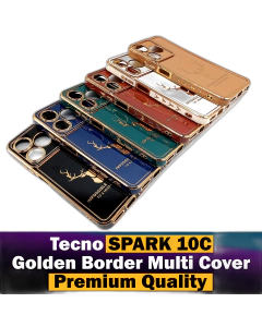 Tecno Spark 10C Back Cover Soft Multi Golden Border Camera Protection Cover For Tecno Spark 10C