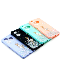 Tecno Pop 8 Back Cover Stylish Glitter Flower Fancy Case For Pop 8