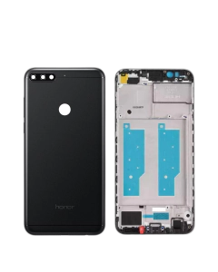 Honor 7c Housing Middle Frame With Side Button and Camera Lens Complete Body Casing Replacement For 7c - Black