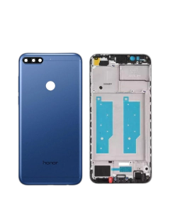 Honor 7c Housing Middle Frame With Side Button and Camera Lens Complete Body Casing Replacement For 7c - Blue