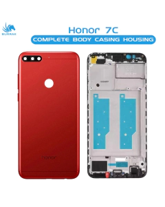 Honor 7c Housing Middle Frame With Side Button and Camera Lens Complete Body Casing Replacement For 7c - Red