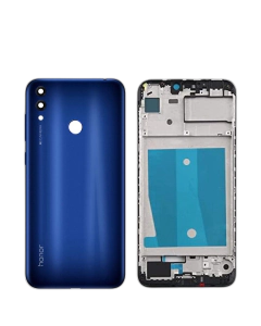 Honor 8c Housing Middle Frame With Side Button and Camera Lens Complete Body Casing Replacement For 8c - Blue