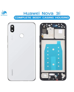 Huawei Nova 3i Housing Middle Frame With Side Button and Camera Lens Complete Body Casing Replacement For Nova 3i - White