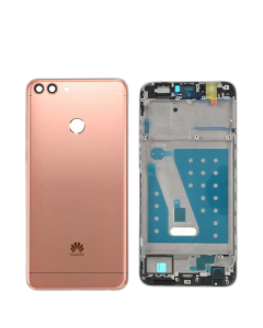 Huawei P Smart Housing Middle Frame With Side Button and Camera Lens Complete Body Casing Replacement For P Smart - Rose Gold