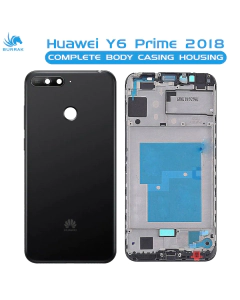Huawei Y6 Prime 2018 Housing Middle Frame With Side Button and Camera Lens Complete Body Casing Replacement For Y6 Prime 2018 - Black