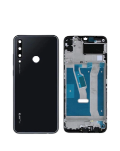 Huawei Y6p Housing Middle Frame With Side Button and Camera Lens Complete Body Casing Replacement For Y6p - Black