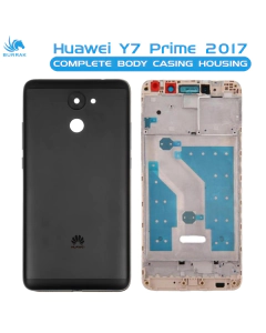 Huawei Y7 Prime 2017 Housing Middle Frame With Side Button and Camera Lens Complete Body Casing Replacement For Y7 Prime 2017 - Black