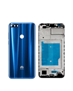 Huawei Y7 Prime 2018 Housing Middle Frame With Side Button and Camera Lens Complete Body Casing Replacement For Y7 Prime 2018 - Blue