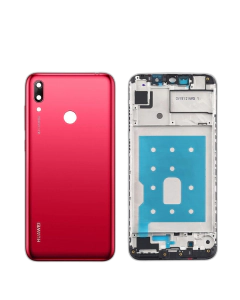 Huawei Y7 Prime 2019 Housing Middle Frame With Side Button and Camera Lens Complete Body Casing Replacement For Y7 Prime 2019 - Red