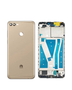 Huawei Y9 2018 Housing Middle Frame With Side Button and Camera Lens Complete Body Casing Replacement For Y9 2018 - Golden