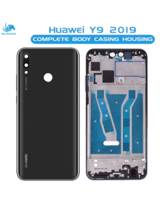 Huawei Y9 2019 Housing Middle Frame With Side Button and Camera Lens Complete Body Casing Replacement For Y9 2019 - Black
