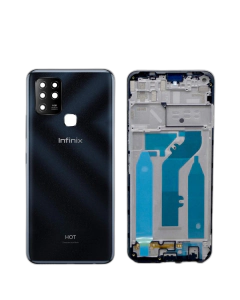 Infinix Hot 10 Housing Middle Frame With Side Button and Camera Lens Complete Body Casing Replacement For Hot 10 - Black