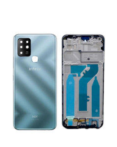 Infinix Hot 10 Housing Middle Frame With Side Button and Camera Lens Complete Body Casing Replacement For Hot 10 - Blue