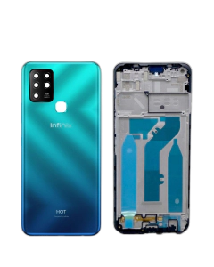 Infinix Hot 10 Housing Middle Frame With Side Button and Camera Lens Complete Body Casing Replacement For Hot 10 - Green