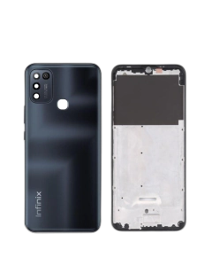 Infinix Hot 10 Play Housing Middle Frame With Side Button and Camera Lens Complete Body Casing Replacement For Hot 10 Play - Black