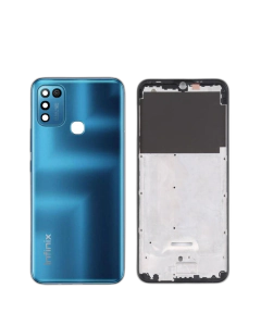Infinix Hot 10 Play Housing Middle Frame With Side Button and Camera Lens Complete Body Casing Replacement For Hot 10 Play - Blue