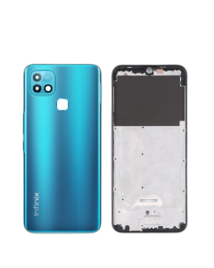 Infinix Hot 10i Housing Middle Frame With Side Button and Camera Lens Complete Body Casing Replacement For Hot 10i - Blue
