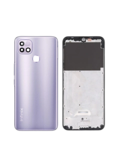 Infinix Hot 10i Housing Middle Frame With Side Button and Camera Lens Complete Body Casing Replacement For Hot 10i - Purple