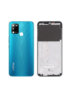 Infinix Hot 10s Housing Middle Frame With Side Button and Camera Lens Complete Body Casing Replacement For Hot 10s - Blue