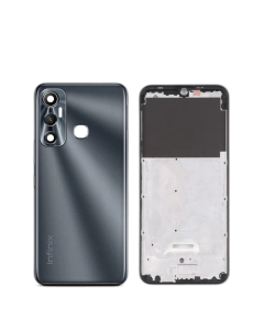 Infinix Hot 11 Housing Middle Frame With Side Button and Camera Lens Complete Body Casing Replacement For Hot 11 - Black