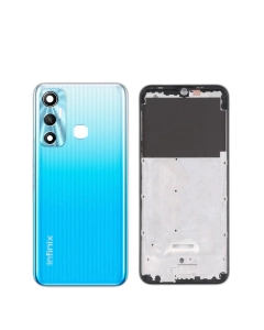 Infinix Hot 11 Housing Middle Frame With Side Button and Camera Lens Complete Body Casing Replacement For Hot 11 - Blue