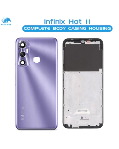 Infinix Hot 11 Housing Middle Frame With Side Button and Camera Lens Complete Body Casing Replacement For Hot 11 - Purple