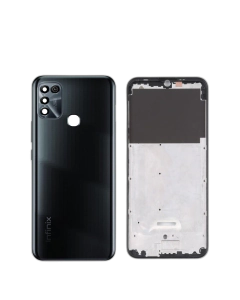 Infinix Hot 11 Play Housing Middle Frame With Side Button and Camera Lens Complete Body Casing Replacement For Hot 11 Play - Black