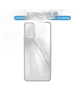 Infinix Hot 12 Housing Middle Frame With Side Button and Camera Lens Body Casing Replacement For Hot 12 - White