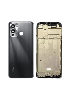 Infinix Hot 12 Play Housing Middle Frame With Side Button and Camera Lens Complete Body Casing Replacement For Hot 12 Play - Black