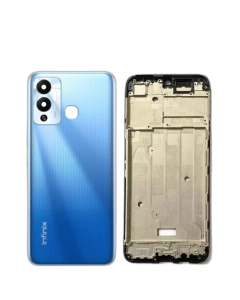 Infinix Hot 12 Play Housing Middle Frame With Side Button and Camera Lens Complete Body Casing Replacement For Hot 12 Play - Blue
