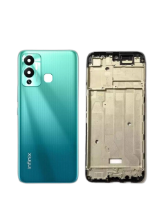 Infinix Hot 12 Play Housing Middle Frame With Side Button and Camera Lens Complete Body Casing Replacement For Hot 12 Play - Green
