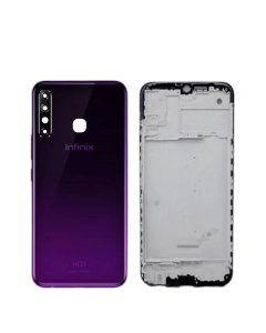 Infinix Hot 8 Housing Middle Frame With Side Button and Camera Lens Complete Body Casing Replacement For Hot 8 - Purple