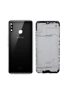 Infinix Hot 8 Lite Housing Middle Frame With Side Button and Camera Lens Complete Body Casing Replacement For Hot 8 Lite - Black