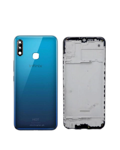 Infinix Hot 8 Lite Housing Middle Frame With Side Button and Camera Lens Complete Body Casing Replacement For Hot 8 Lite - Blue