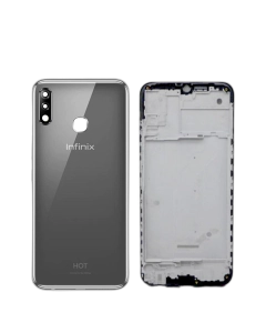 Infinix Hot 8 Lite Housing Middle Frame With Side Button and Camera Lens Complete Body Casing Replacement For Hot 8 Lite - Gray