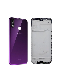 Infinix Hot 8 Lite Housing Middle Frame With Side Button and Camera Lens Complete Body Casing Replacement For Hot 8 Lite - Purple