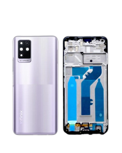 Infinix Note 10 Housing Middle Frame With Side Button and Camera Lens Complete Body Casing Replacement For Note 10 - Purple