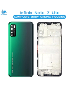 Infinix Note 7 Lite Housing Middle Frame With Side Button and Camera Lens Complete Body Casing Replacement For Note 7 Lite - Green