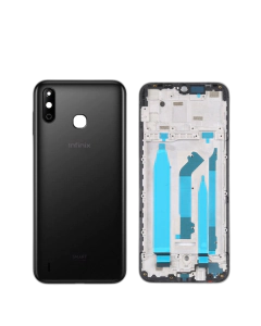 Infinix Smart 4 Housing Middle Frame With Side Button and Camera Lens Complete Body Casing Replacement For Smart 4 - Black