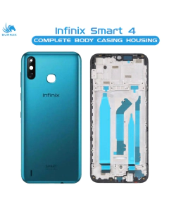 Infinix Smart 4 Housing Middle Frame With Side Button and Camera Lens Complete Body Casing Replacement For Smart 4 - Blue