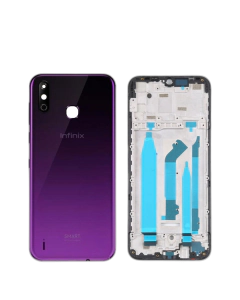 Infinix Smart 4 Housing Middle Frame With Side Button and Camera Lens Complete Body Casing Replacement For Smart 4 - Purple